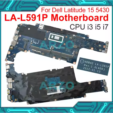 Laptop LA-L591P Motherboard For Dell Latitude 15 5430 Mainboard HDB42 i3-1215 i5-1235 i5-1245 i7-126