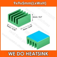 9x9x5mm Green Aluminum Cooler Heat Sink for Cooling VRM Stepper Driver MOSFET VRam Regulators With p