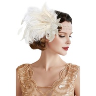 BABEYOND Art Deco 1920-an Flapper Headpiece Mengaum 20-an Great Gatsby Feather Destar 1920-an Flappe