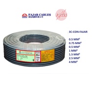 FAJAR (0.5MM-4MM) X 3CORE FLEXIBLE CONTROL CABLE 100% PURE COPPER - 90METER/COIL