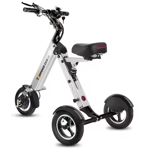 TopMate ES32 3 Wheels Electric Scooter Foldable Adult Tricycle With Seat 10 Inch Pneumatic Tire Reve