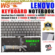"( สั่งผิดบ่อย ต้องเทียบปุ่มฟังก์ชั่นคะ )  KEYBOARD  Backlit คีย์บอร์ด สำหรับ Lenovo Ideapad 3 Gen 6  3- 14ADA6 3- 14ALC6 3- 14ITL6 IdeaPad Flex 5- 14ALC05 5- 14ARE05 5- 14IIL05 5- 14ITL05  Gen ใหม่ มีไฟ Backlit