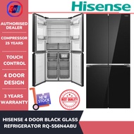 HISENSE 4 DOOR BLACK GLASS REFRIGERATOR  RQ-556N4ABU