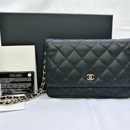 CHANEL WOC 黑金荔枝牛鏈帶包