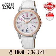 [TIME Cruze] Seiko SUT304J1 Lukia Solar Limited Edition Leather Strap White/Silver Dial Women Watch SUT304 SUT304J