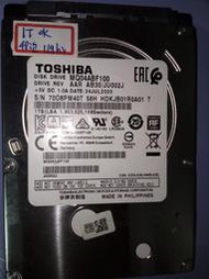 TOSHIBA 2.5吋1T小硬碟 時數少 原廠保固至2022.7.24