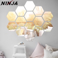 Hexagonal Acrylic Mirror Wall Sticker - DIY Background Art Deco Patch - Self-Adhesive Wall Applique - 3D Hexagon Mirror Wall Sticker - Removable