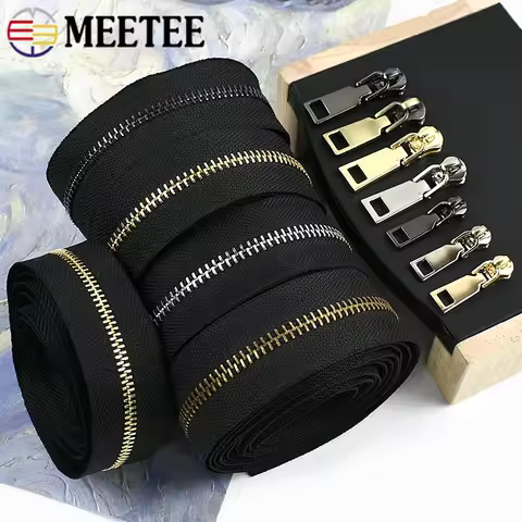 1-5Yards 3# 5# Metal Zippers with Zipper Sliders for Sew Bag Zips By The Meter Clothes Zip Closure D
