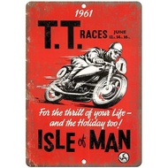TT Races Isle of Man Motorcycle Tin Sign Vintage Wall Poster Retro Iron Painting Metal Plaque Sheet 