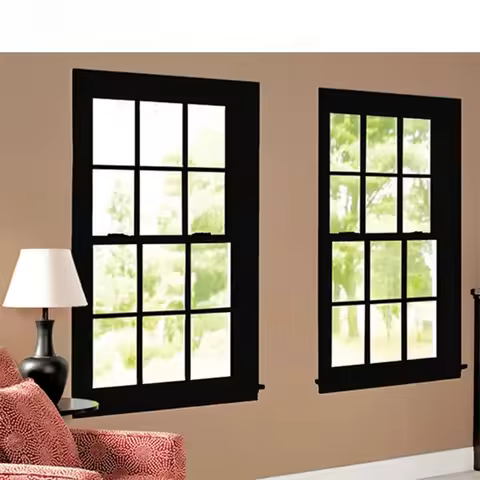 Realgres Black Insulated Hurricane Impact NFRC Certified Lowes Windows Double Hung Pane Double-Hung 