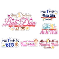 Bảng tên ghép hình chibi bé để bàn trang trí sinh nhật