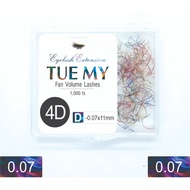 4D Color Fan Silk Eyelashes 0.07 Fiber