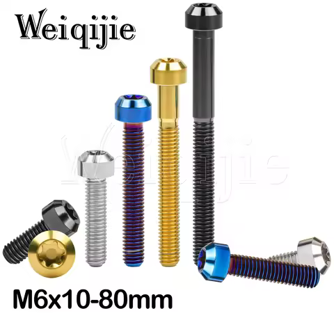 Weiqijie Titanium Bolts M6 x 10 15 20 25 30 35 40 45 50 60 65 70 80mm Torx Head Screws for Bicycle M