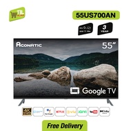 [ใหม่ล่าสุด] ACONATIC สมาร์ททีวี Google TV 55 นิ้ว UHD LED รุ่น 55US700AN จอภาพ Frameless ดีไซน์ขอบจอบางเฉียบ รับประกัน 3 ปี