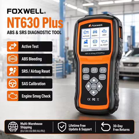 ABS Bleed SAS Calibration Oil Reset SRS OBD2 Scanner FOXWELL NT630 Plus Bidirectional Auto VIN Live 