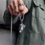 Personalized Fashion Sports DJ Shoes Pendant Retro Punk Men's Titanium Steel Chain Necklace Shoes Ne