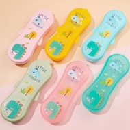 Ready Stock < School Supplies B6E] Cute Dinosaur Tableware Storage Box Chopsticks Box ♥ ABS Tablewar