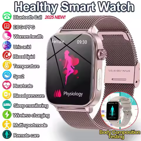 2026 Nursing level AI Diagnosis Blood Lipids Uric Acid Body Composition Test Smart Watch Men ECG+PPG