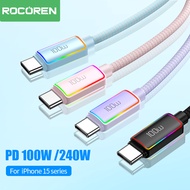 Rocoren 240W USB C Cable PD 100W 60W Fast Charging Cable For iPhone Samsung USB C Wire Cord For Phon