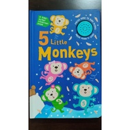 Ready Stock Hard Board Book for kids. 5 little Monkeys jumping on the bed.