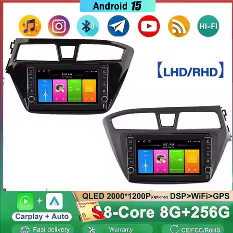 knob Android 15 Car For Hyundai i20 2 II GB 2014 - 2018 Multimedia Player GPS Navigation 2 Autoradio