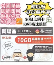阿聯酋/ 杜拜/沙迦【30日 10GB FUP】5G/4G極高速 無限數據卡 上網卡 電話卡 旅行電話咭 Data Sim咭