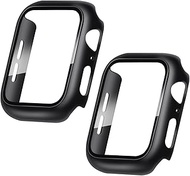 iHillon [2 Pack] Black Case Compatible with Apple Watch 40mm Series 5 Series 6/4/SE with Screen Protector, Tempered Glass Built-in Hard PC Material Full Protective Cover for iWatch Series 6/5/4/SE