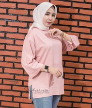 Baju polos oversize lengan panjang 3/8 bahan cotton combet tebal adem Kaos polos model belah samping