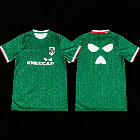 2026 New Retro Style Ireland Themed Sports Jersey, Breathable Short Sleeve Tee with Kneecap Band Log