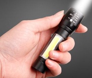 LED帶側燈COB強光伸縮變焦USB充電套裝迷你手電筒