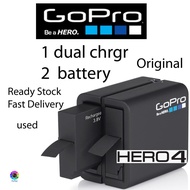 GoPro Dual Battery Charger + 2 Battery (for Hero4 Black/Hero4 Silver) (GoPro Original)  (used)