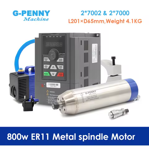 G-PENNY 0.8kw ER11 Metal Working Spindle Motor Bullet Type Water Cooled Ceramic Bearings& 1.5KW FULI