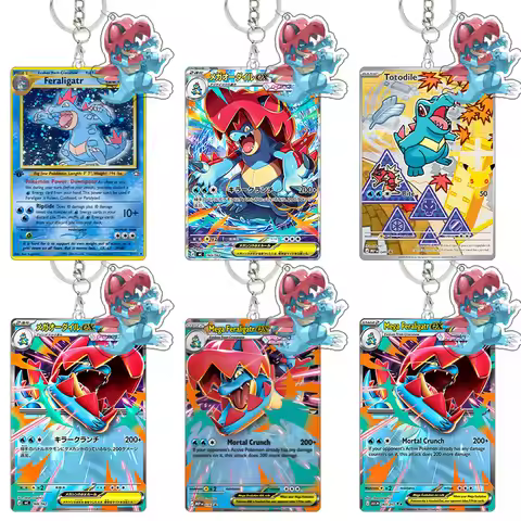 Totodile PTCG Cards Acrylic Keychain SAR SR Feraligatr Accessories Package Pendant Hanging Ornaments