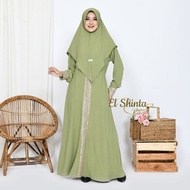 Rania Gamis Syari Crinkle Airflow Set Hijab Terbaru Variasi Renda Busui Friendly