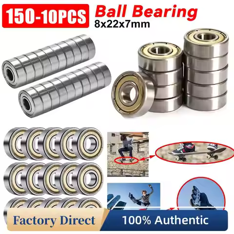 10Pcs 608ZZ Deep Groove Ball Bearing Double Shield Ball Bearings Single Row 8x22x7mm for Skateboards