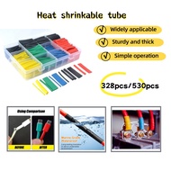 328/530/560PCS Heat Shrink Sleeving Data Cable Wire Protection Tubing Black and white Waterproof Wit