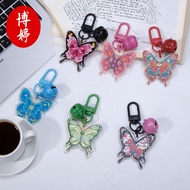 Acrylic Butterfly Bell Keychain Door Chain diy Mobile Phone Chain Girl Double-Sided Bag Pendant Stud