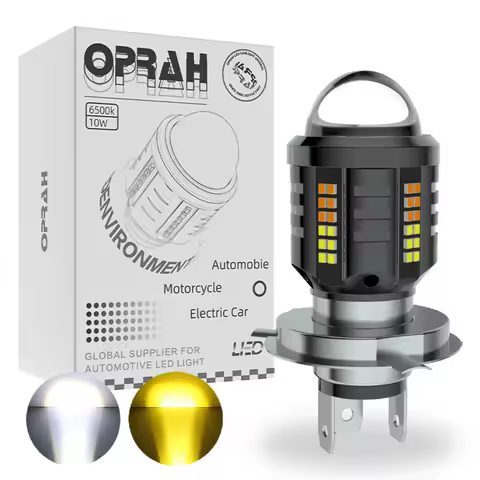 Oprah High Power Motorcycle LED Headlight Bulb H4 H6 BA20D P15D With Lens explorer Spotlight Work Li