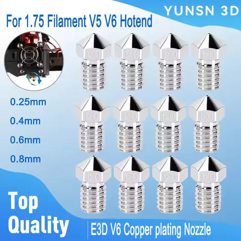 1/3/5pcs E3D V5 V6 Nozzle All Metal Copper Plated Nozzles M6 Thread for 1.75mm Filament for CR10 End