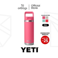 [Engraving Available] YETI Rambler 18 oz Water Bottle  WITH COLOR-MATCHED STRAW CAP