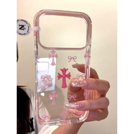 Sweet Cool Style Three-Dimensional Pink Cross Suitable For iPhone 17 16 15 14 13 Pro Max i15 i16 i17