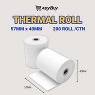 200Roll 57x40 Coreless Thermal Roll Thermal Paper Receipt Printing
