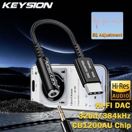 Keysion điều chỉnh EQ Type-C đến 3.5mm Bộ giải mã USB DAC dàn âm thanh Hi-Fi giải mã 32bit/384kHz AD