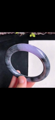 冰種翡翠天然翡翠玉鐲 A玉手鐲 玉鈪 • 糯冰種紫烏雞翡翠圓鐲