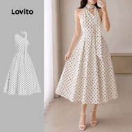 Lovito Boho Dress Zipper Asymmetrical Spring/summer Black and White Dress for Women L198ED445 Lovito