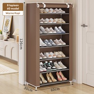 LG Rak Sepatu Kain 10/8/6 Tingkat Rak Sepatu Susun Tertutup Rak Lemari Sepatu Portable 60X30X160cm