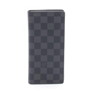 【二手】LOUIS VUITTONPortefeuille Brazza 雙折長錢包，Damier Graphite 棋盤格紋，N62665，皮革，男士
