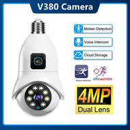 V380กล้อง Wifi PTZ หลอดไฟ4MP 1080P สีเต็มรูปแบบการมองเห็นได้ในเวลากลางคืนการติดตามอัตโนมัติเลนส์กล้องวงจรปิดคู่