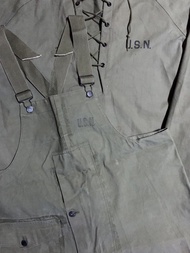 vtg 40s WWII USN Rain Parka & deck pants size S