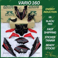 RAPIDO Coverset Honda Vario 160 Energy Induction (4) Black/Red White/Red Body Cover Set (Sticker Tan
